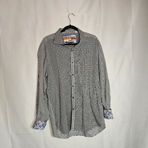 ROBERT GRAHAM Classic Fit Checked/Striped Button Down Sz XL Shirt Long Sleeve